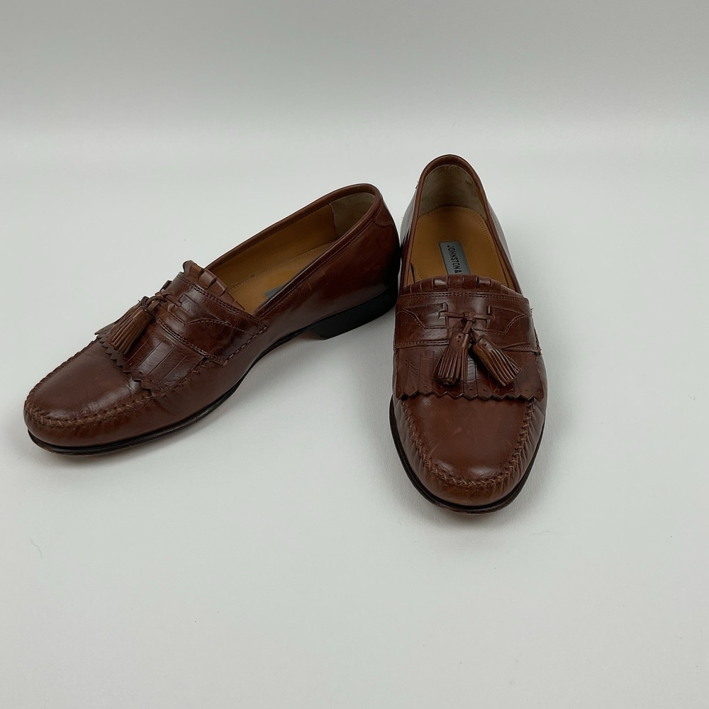 Johnston And Murphy‎ Brown Leather Tassel Loafers Mens Dress Shoes Classic